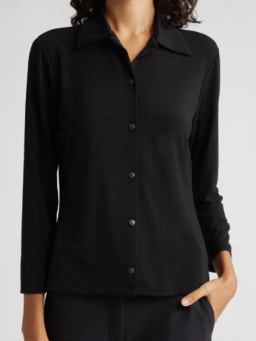 Vince Long Sleeve Button-Up Shirt Black Size S Minimalist Workwear Top